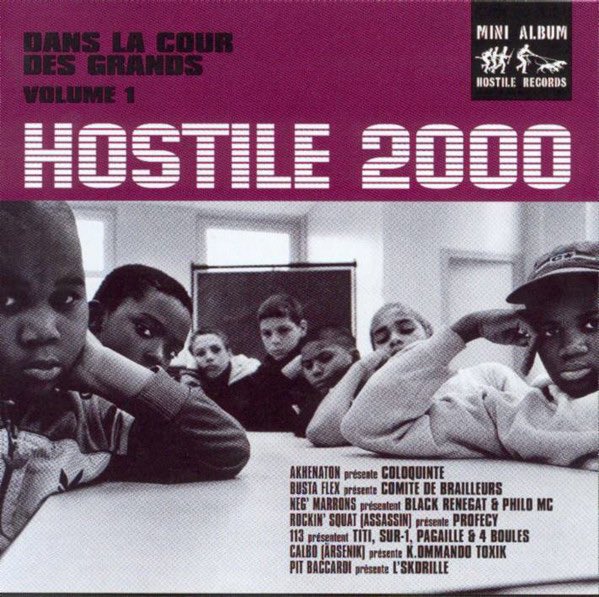 En 2000, 2 volets des compilations hostiles verront le jour: « Dans la cour des grands vol.1 et 2 »!Le concept: des rappeurs confirmés parrainent des rappeurs plus jeunes et posent avec leurs poulains!Je ne m’attarderai pas sur ces 2 disques dans ce thread!