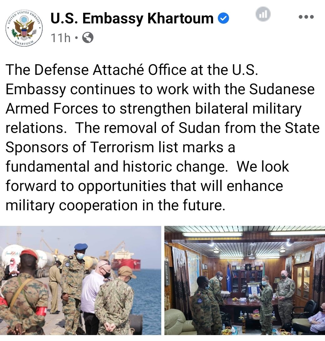 Sudan was once among the largest recipients of US security assistance in Africa...before Bashir took power. SST delisting removes one barrier to future security cooperation. Other legal restrictions remain. 