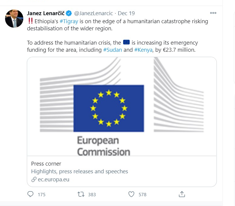 NeaminZeleke's tweet photo. Is #EU interested in a destabilized #Ethiopia&region? Why undermine, when #UN & Govt delivered food&medicine to #Tigray @Ethiopianairlines flying, utility services resorted #MekeleUniversity held graduation, provisional admin started? @EUSR_Rondos @EUinEthiopia @JanezLenarcic https://t.co/A2T3aHrLQF