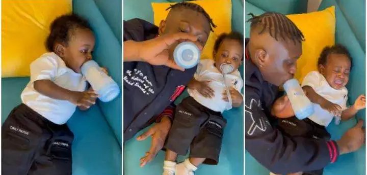 Which kind agbaya daddy is this bayii??

The singer soon went to meet his boy and snatched the bottle from his mouth. Zlatan then replaced the bottle with a teether and told his son that he wants to assist him.
<a href="/Zlatan_Ibile/">#WorldPresident 🌎</a>