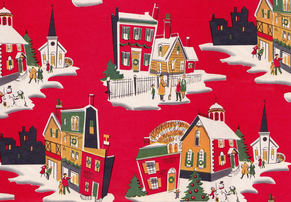 Vintage Christmas wrapping paper, 1940s-50s-ish.  #wardsmorguefile