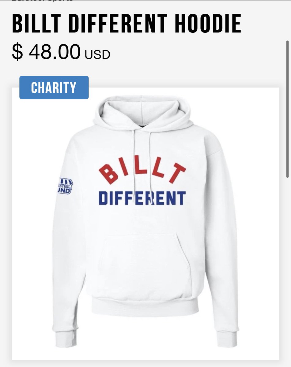 stoolpresidente's tweet photo. For all @BuffaloBills fans.   BILLT DIFFERENT Merch now on sale.  100% of net proceeds goes to #barstoolfund     IE - we aren’t making a penny on this.  Buffalo is blue collar.   Made sense.   #BillsMafia   https://t.co/VaSg3WYpjy https://t.co/ZpmTgKW4Ec