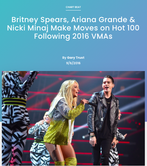 Because of the performance, Make Me... repeaked at #17. However, her label should have WAITED to release the lead single and the music right before the VMAs and she easily could have had another top 10, maybe even top 5. And then drop the album the next week.  #FreeBritney