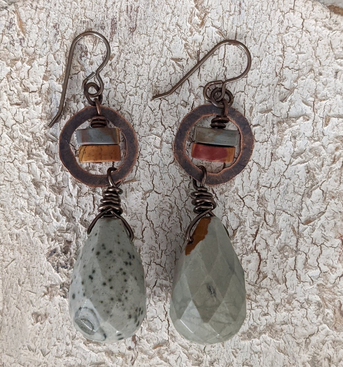 Here's the latest addition to my #etsy shop: Jasper Dangles-Picasso Jasper-Red Creek Jasper-Jasper Copper-Rustic Jasper Earrings etsy.me/38pZ5SP #teardrop #women #earwire #bohohippie #earlobe #jasperearrings #longearrings #gemstonedangles #jasperdangle