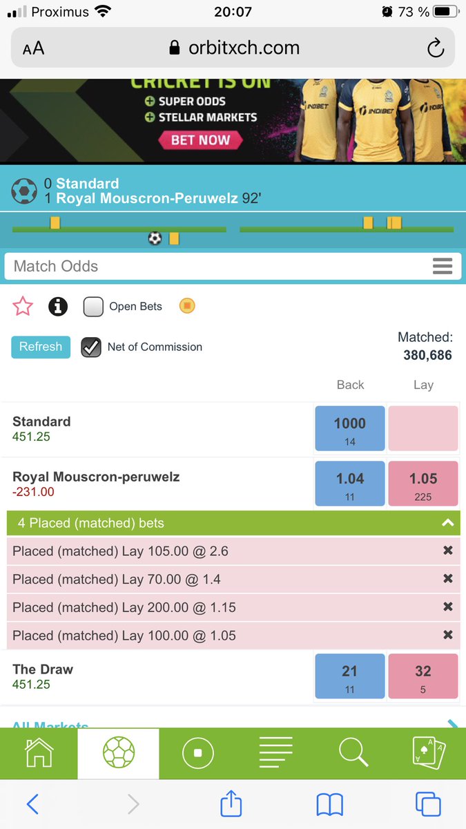 BetsJpl's tweet photo. [Football 🇧🇪] #JPL 

• Standard - Mouscron 
FT | 0-1

👉 Mouscron gagne à 8.00 ✅

On a mis une bombe sur la Pro League aujourd’hui 🤑🤑

RT/❤️/Follow pour le soutien 

#TeamParieur #STAMOU https://t.co/6cSoggL04W