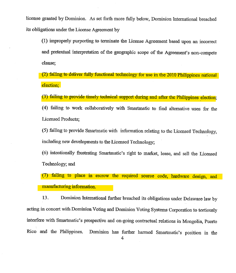 Dominion tech absolutely failed in the Philippines as per their PARTNER at the time, and they failed to rectify the issue as it was happening.. SOUND FAMILIAR?!