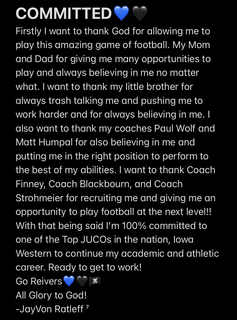 jayvonratleff's tweet photo. 100% Committed 💙🖤

#RTR

@CoachStrohmeier @CoachEricFinney https://t.co/VfFeJdBaoN