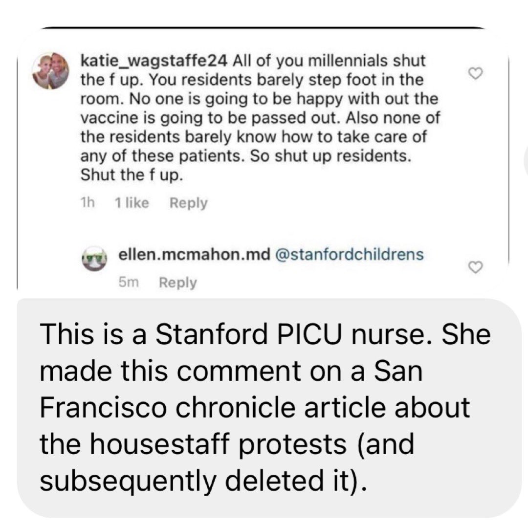 PagingDrSteak's tweet photo. @StanfordChild @StanfordMed @CalifBRN I’ve been a resident in the PICU caring for the sickest of the sick children. What would happen if I said something like this about any member of the care team? I sure hope someone with this attitude never takes care of me or my family. https://t.co/lnuunOr3po