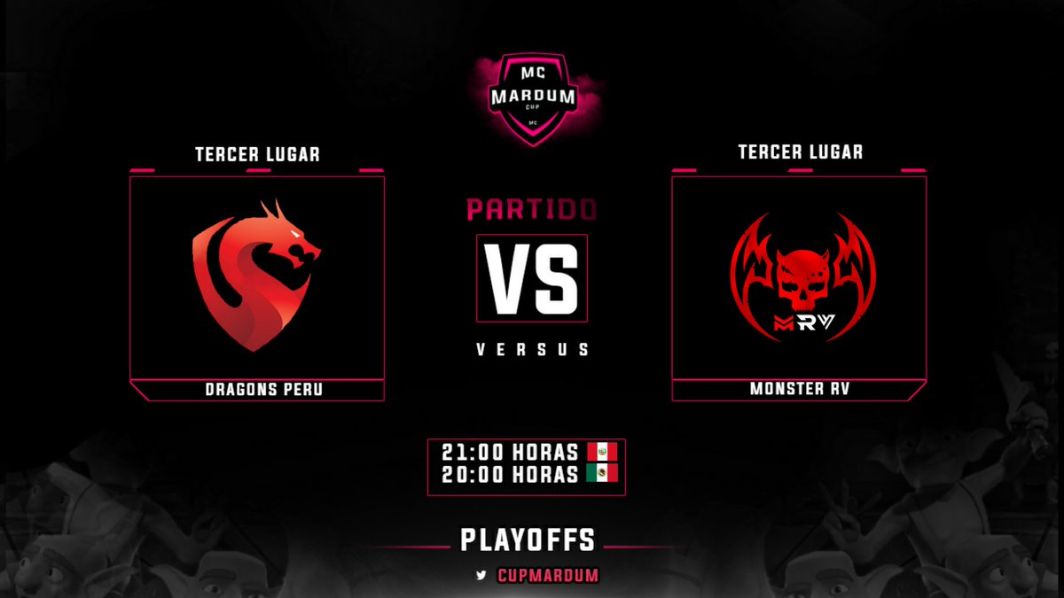 #MC | MATCHDAY
⭐ Tercer Lugar ⭐

⚔️ <a href="/DragonsPeru/">Dragons Perú 🔥</a> | @RV_MONSTER_
⏰ 21:00 🇵🇪 | 🇲🇽 20:00
📅 20/12/20