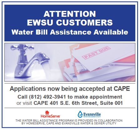 EWSUtility's tweet photo. If you are delinquent on your utility bill and have received a shutoff notice, based on your income, you may qualify for the Water Bill Assistance Program. To find out, call CAPE at 812-492-3941 to schedule an appointment. https://t.co/KYix7M6Ldh
