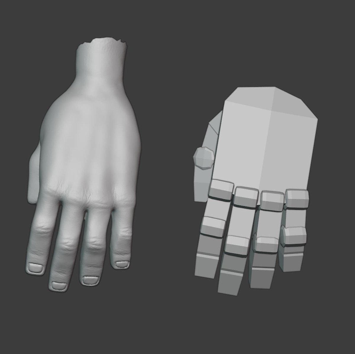 Dani__Marti's tweet photo. Making hands is very difficult ... here is my first approach blocking first and then sculpting. Going for #stylized shapes. Adding more detail in the second pass.
#Blender3d #3DModel #3d #gamedev #indiegame #hand #3dhand #gameart #gameasset #3dart #stylized #gamedevelopment https://t.co/OHWa56DYng
