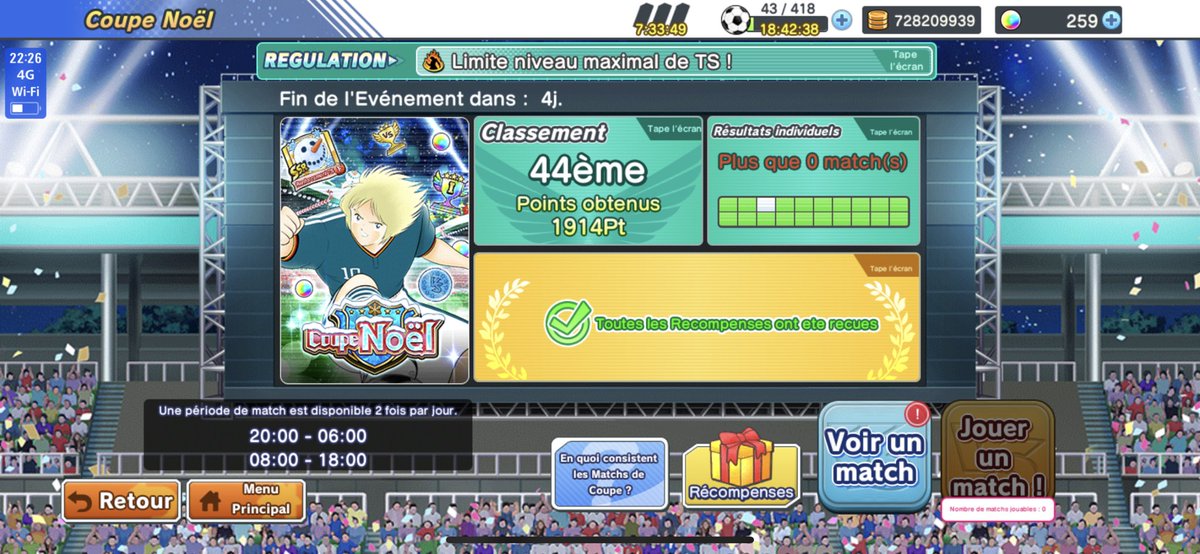SoCappie's tweet photo. Belle petite Cup 🔥. #CaptainTsubasaDreamTeam j’espère le top 100 mais ça va être hard en dessous des 2k points. @JayTeamNews https://t.co/Rbi7cJjdnc