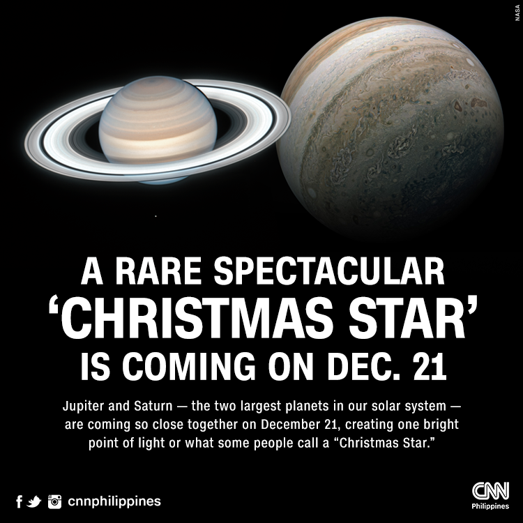 newswatchplusph's tweet photo. Jupiter and Saturn 🪐 will come together to form one bright point of light or what some refer to as 'Christmas Star,' and that’s happening tonight — the longest night of the year https://t.co/tIKK5GXBgt

Tweet us your photos! 📲 https://t.co/kdFdBESPmx