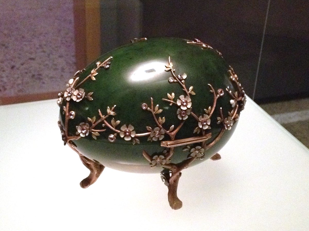 The Apple Blossom egg, also known as the Jade Chest egg, is a Fabergé egg created in the workshop of Peter Carl Fabergé for the wealthy Russian industrialist Alexander Kelch who presented it to his wife as an Easter gift in 1901.