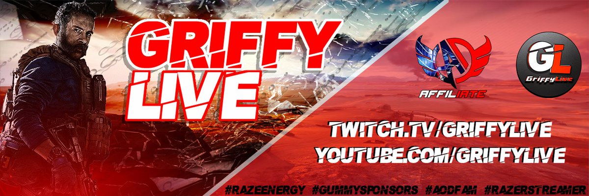 GryfnDork's tweet photo. New banner I made! @GummySponsors @ReppSports @AdaptOrDieTryin @Razer
DM's Are open for Commissions!
#aodfam #graphicdesign #reppsports #gummysponsors #callofduty #twitchstreamer #420contentcreator #banners #logos #streamneeds #graphics #photoshop https://t.co/zAATrRY0rk