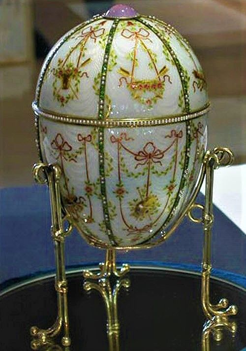 The Bonbonnière egg is one of the Fabergé eggs created in the workshop of Peter Carl Fabergé for the wealthy Russian industrialist Alexander Kelch who presented it to his wife as an Easter gift in 1903.