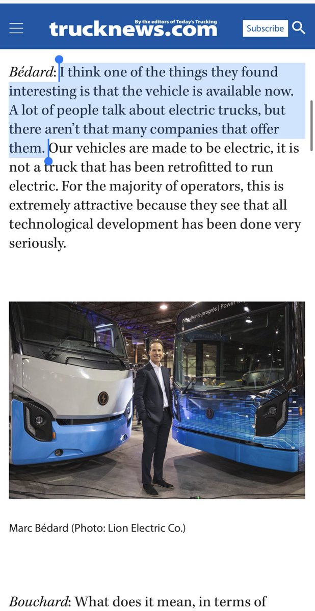 And the above is the exact reason why Amazon went with Lion Electric  $NGATrucks that are available now to order and not just prototypes or rendered designs. A company with the size of Amazon has probably done tons of due diligence and settled on Lion (+ Rivian ofc).