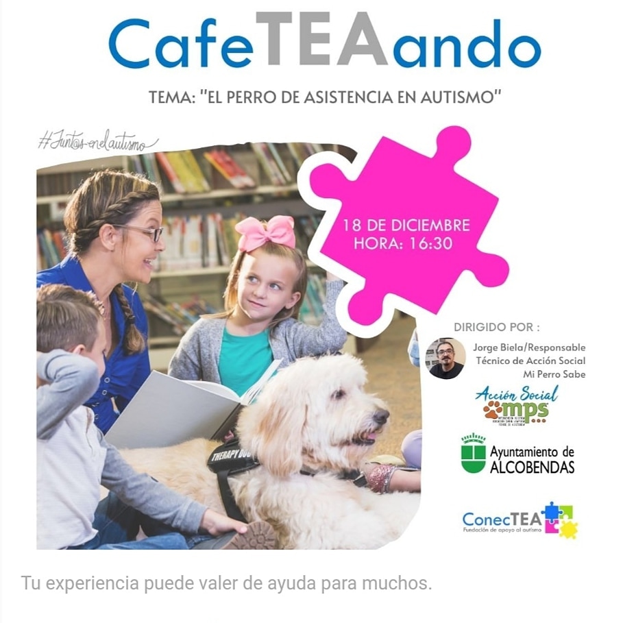 MiPerro_Sabe's tweet photo. El 18 de diciembre, una vez más, "tomando un café virtual" en el espacio #CafeTEAndo, de Fundación #ConecTEA.
Resolviendo dudas sobre instrucción de perros de asistencia, trámites y condiciones. ¡Gracias por vuestra confianza! Ya sabéis que estamos para todo lo que necesitéis. https://t.co/qSU1QI5swR
