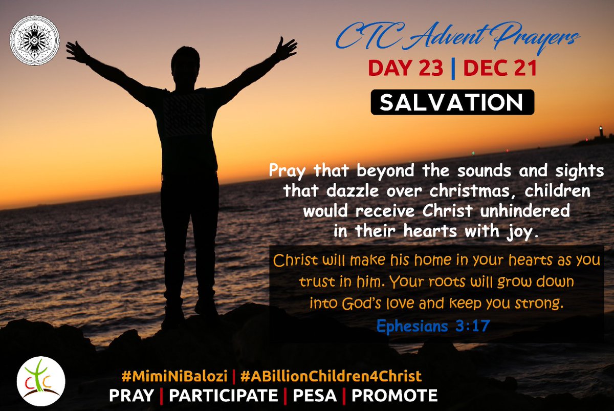 unclepaulsark's tweet photo. #Day23 #CTCAdventPrayers
Happy New Week! As we look forward to celebrate the birth of Christ this Friday, let's pray that the born Saviour will be received in the hearts of our children without hindrance. Thank you for praying
#MimiNiBalozi #ABillionChildren4Christ #365withGod https://t.co/JMgDgzRuSX