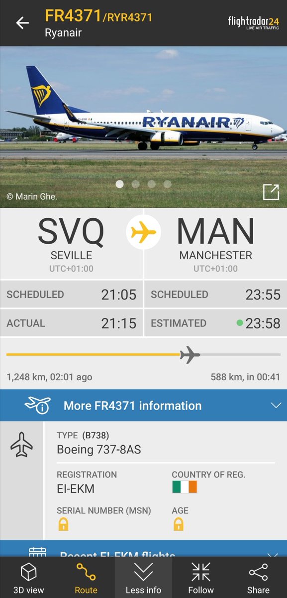 Plane7700's tweet photo. Emergency
7700
#FR4371 Ryanair
Seville ➡️ Manchester https://t.co/jnVIUitvgp