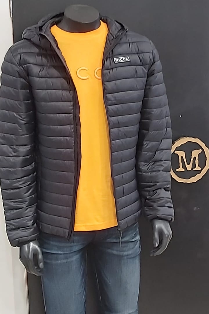 #NICCE jacket in black is a great buy at €90.
Quilted fabric with full zip front and a high neck. Handy inside pocket for your essentials. Small button chest logo with lycra cuff and hood finishing. 
Ring 065  6864928 to hold your size until you come to town.