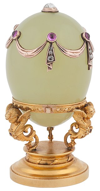 Egg-Stamp is a jewelry Easter egg created by Michael Perkhin under the auspices of Peter Carl Fabergé in 1895, for Vasily Denisov.