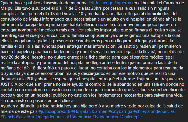 ToxicBWitch1's tweet photo. https://t.co/1JgffDGrzE 
Que se haga publico. 
#HospitalElCarmen #HospitalElCrimen #JusticiaporEdith https://t.co/OudDmTJ4w2