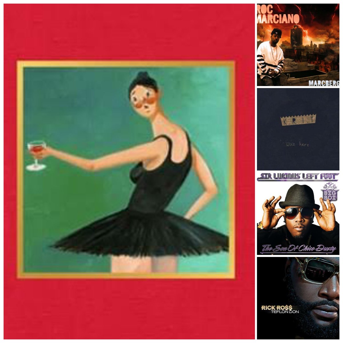 2010:1. Kanye West: My Beautiful Dark Twisted Fantasy2. Roc Marciano: Marcberg3. Big K.R.I.T: K.R.I.T Wuz Here4. Big Boi: Sir Lucious Left Foot: The Son of Chico5. Rick Ross: Teflon Don