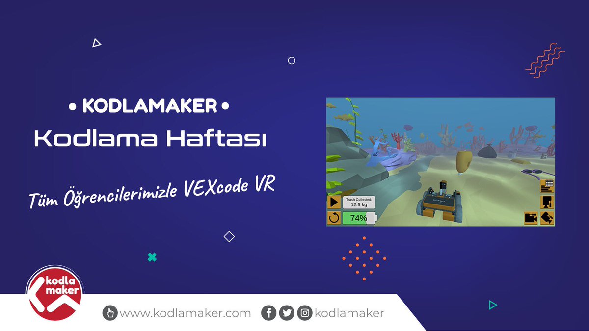 kodlamaker's tweet photo. Tüm seviyelerdeki #Kodlamaker öğrencilerimiz kodlama haftası etkinlikleri kapsamında okyanusların kirliliğini azaltmak için proje fikirlerini sundular, VEXcode VR tarafından hazırlanan uluslararası Mercan Resifi Temizleme etkinliğine katıldılar.

https://t.co/CE59bWpYJy https://t.co/VTBNBgnM3e