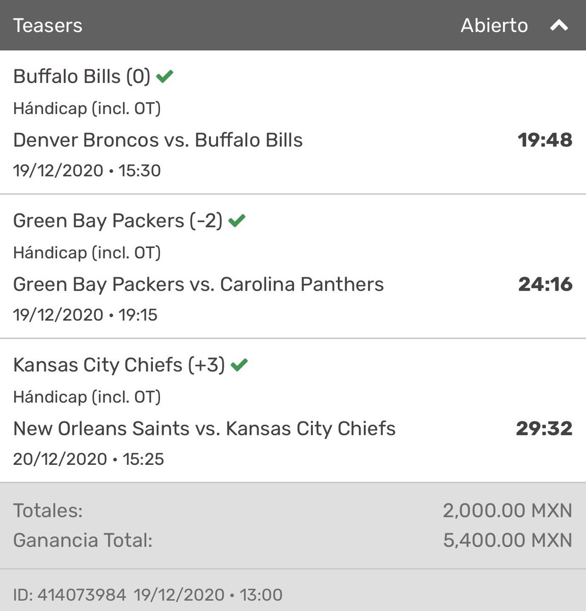 FerButcher's tweet image. Teaser y parlay de 9 partidos ganados.  #freepick #nfl