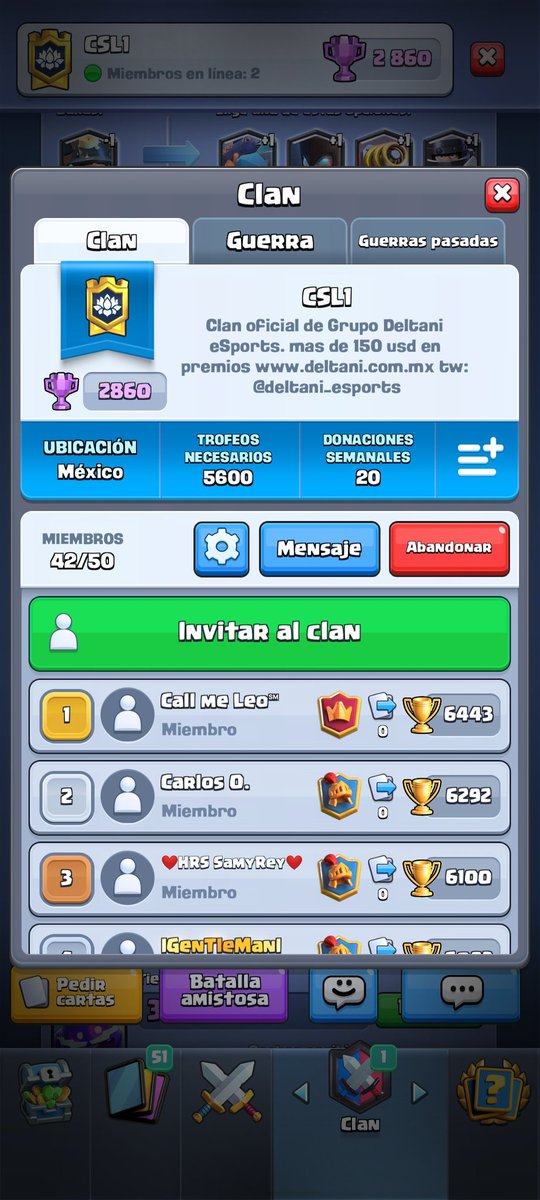 Sabemos que muchos no creen hasta que no meten el dedo en la yaga, volvimos <a href="/Grupo_Deltani/">Grupo Deltani</a> nos esta patrocinando con un prizepool de 150USD+ Para ladder, guerras,torneo y bonos por top global, comunicate con nosotros <a href="/deltani_Esports/">Deltani_E-sports</a> equipo competitivo de <a href="/ClashRoyaleES/">Clash Royale ES</a>