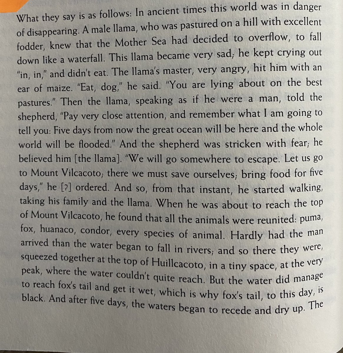 A myth retold by Francisco de Avila where he tells the story of a Pachakutic indicating the depature of Wiraqocha. The myth is too lengthy for twitter so I am including a picture here and taken from William Sullivan’s The secret of the Incas 9/?
