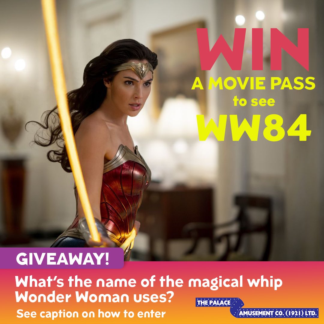 PalaceMovies's tweet image. WIN a free pass to WW84 - now showing at #PalaceAmusement
HOW TO ENTER
1. Follow @palacemovies
2. Retweet with the correct answer to the question
Two winners will be chosen at random on Tuesday, Dec 21.
.
#WW84 #SeeYouAtTheMovies