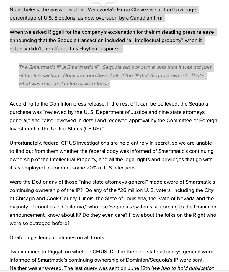 So, Dominion did NOT acquire Smartmatic and/or its software from Sequoia? And also no ties to Chavez?Web archives are so annoying and invasive, huh?