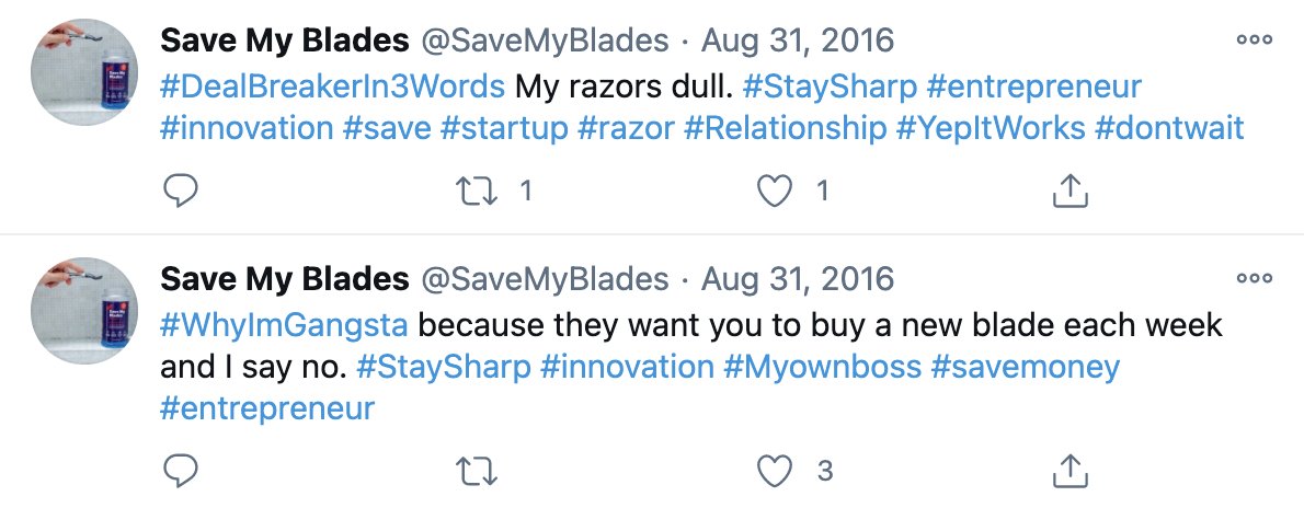 And liquid for your razor blades... from a company whose social media consists almost entirely of trying to capitalize on trending topics.