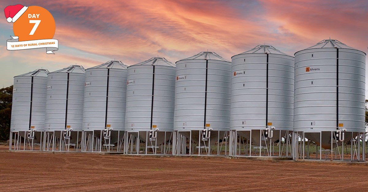 AhrensRural's tweet photo. On the 7th day of Christmas, the team delivered 7x72T silos for an SA client, one of our most popular silos. Ahrens has a range of solutions for every need - we work with customers to ensure they're satisfied. Learn more this Christmas: https://t.co/b7FZYmTFDB

#rural #christmas https://t.co/PFl3OxboJv