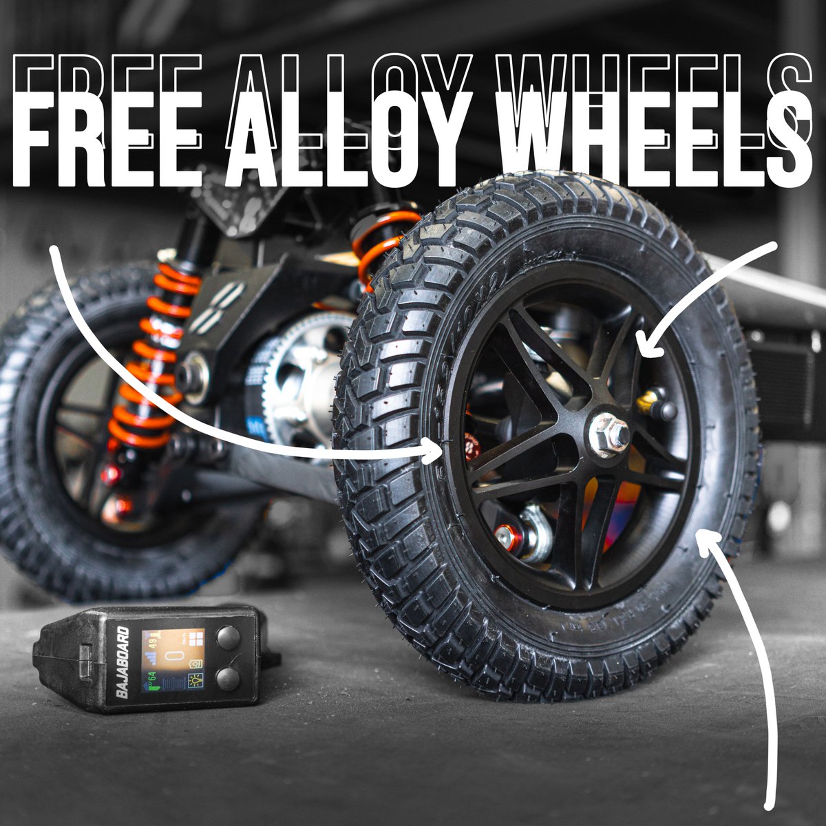 For a limited time, new boards are going to come with alloy wheels as standard! This is $500 USD worth of value for free.

#bajaboard #4x4 #electricskateboard #eskate #lastmilevehicle #skateboarding #mountainboarding #esk8