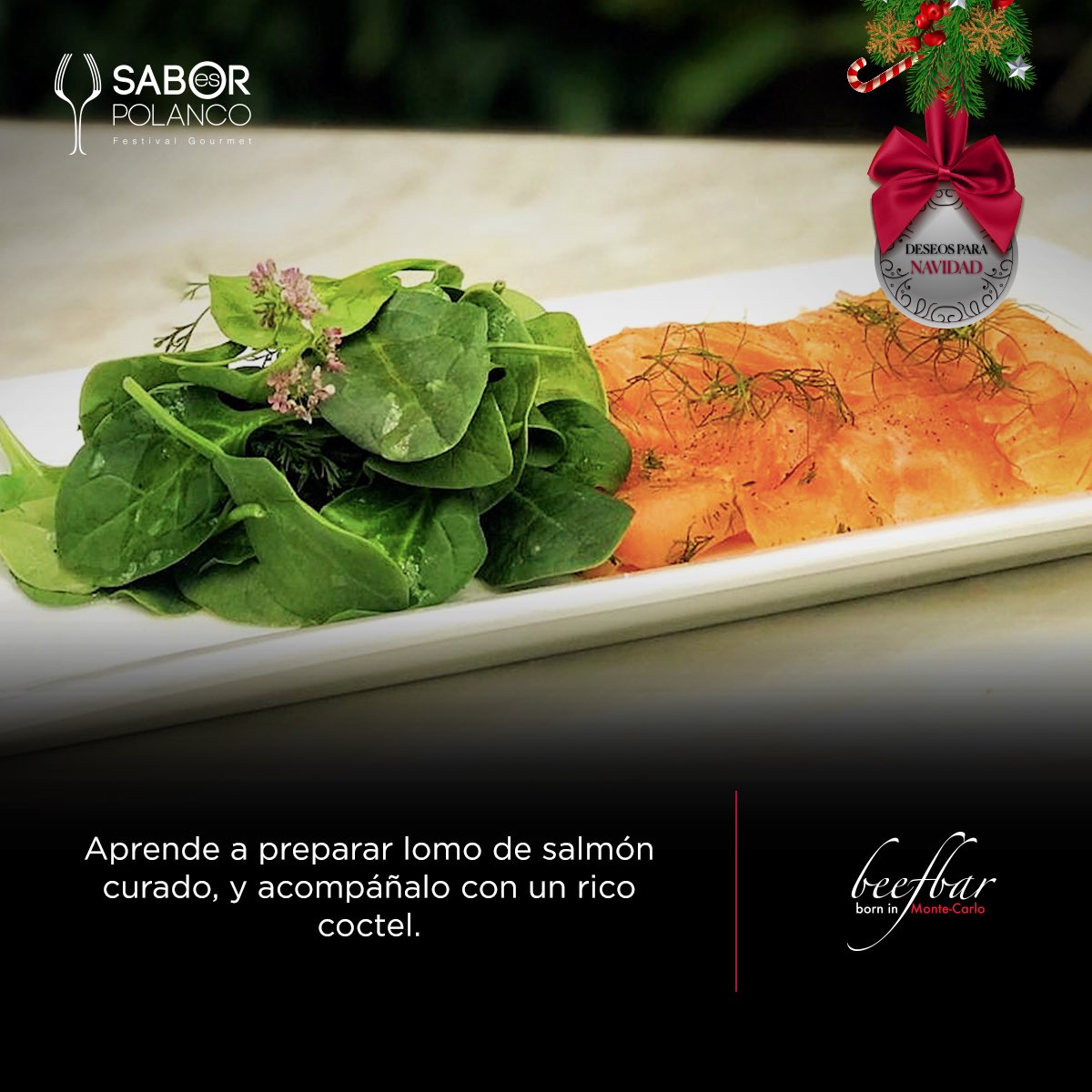SaborEsPolanco's tweet photo. ¡Y seguimos con los anuncios! El día de mañana recibimos al Chef Alfredo Reyeros de @BeefbarMexico 
prepararemos lomo de salmón curado, una de sus especialidades. También, @Patron nos deleitará con un coctel Ponche y Posada para maridar. 
¡Conéctate con nosotros! https://t.co/ApIvYdKOIc