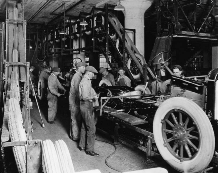 Henry Ford used the ideas from Chicago Meat Packers to create the Mass Production Line for the Model T