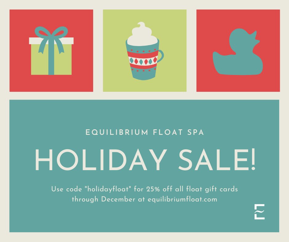 Need a last-minute gift idea and don't want to run around town? Give the gift of relaxation with a gift certificate for float therapy at Equilibrium. Use the code "holidayfloat" at checkout for 25% off all float gift cards through December. #giftcard #santacruz #floattank