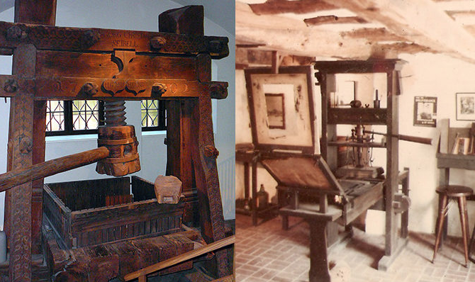 Gutenberg used a wine press to create the printing press.
