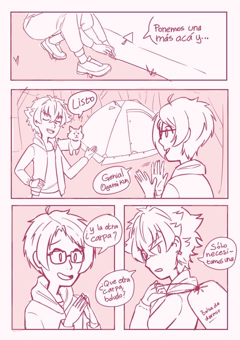 el cliché de había una sola cama pero era una sola carpa, inspirado en este headcanon ⬇️ https://t.co/6nhYJpqpY2 