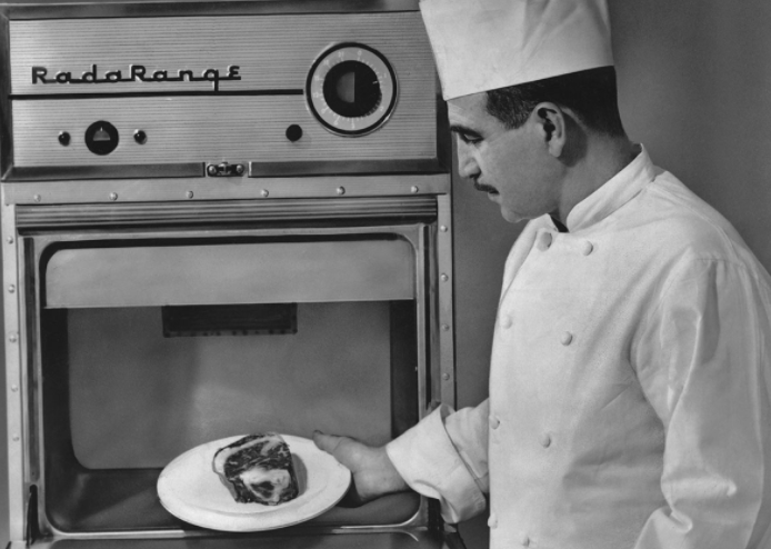 Percy Spencer was working on Radar technology. Realised the chocolate bar in his pocket melted. Isolated the magnatron. Used it to create the first Microwave Oven. First time in history humans could cook without fire.