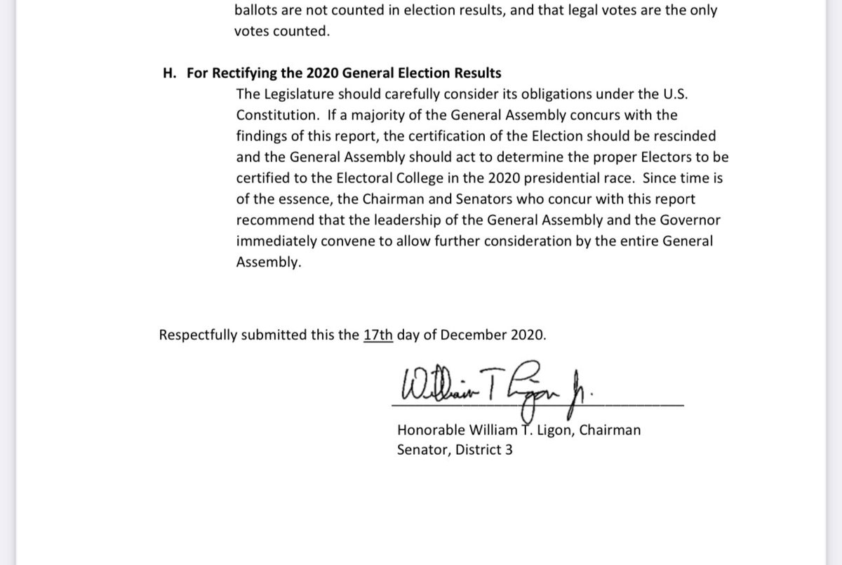 GEORGIA: A report will be added to the record. It has 15 pages of EVIDENCE OF VOTER FRAUD. Read H right now. They will consider RESCINDING their certification.  http://www.senatorligon.com/THE_FINAL%20REPORT.PDF (h/t:  @wmahoney5 )