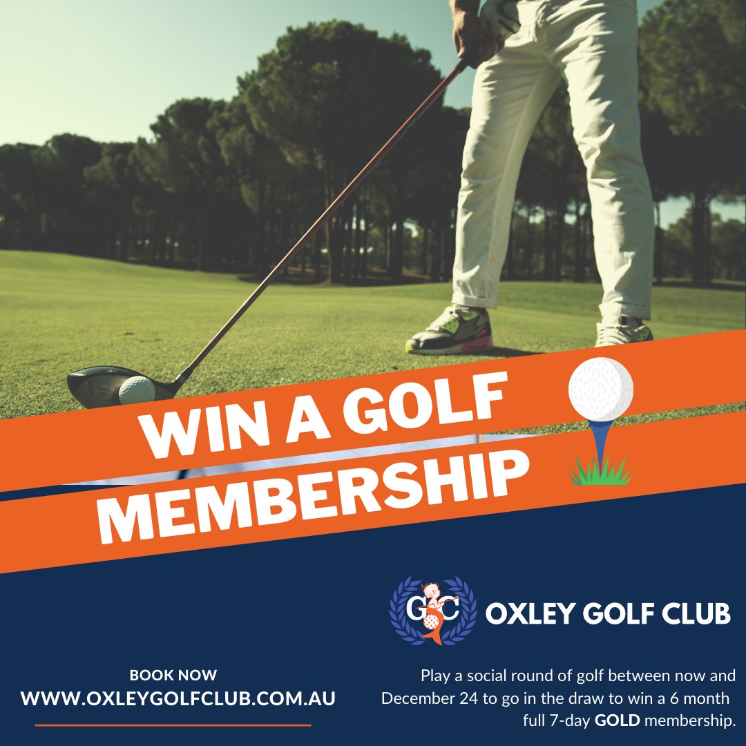 OxleyGolfClub's tweet photo. Last chance! Book in for a round of social golf between now and Wednesday for your chance to win a 6 month GOLD MEMBERSHIP! https://t.co/DnjXsgMOK7