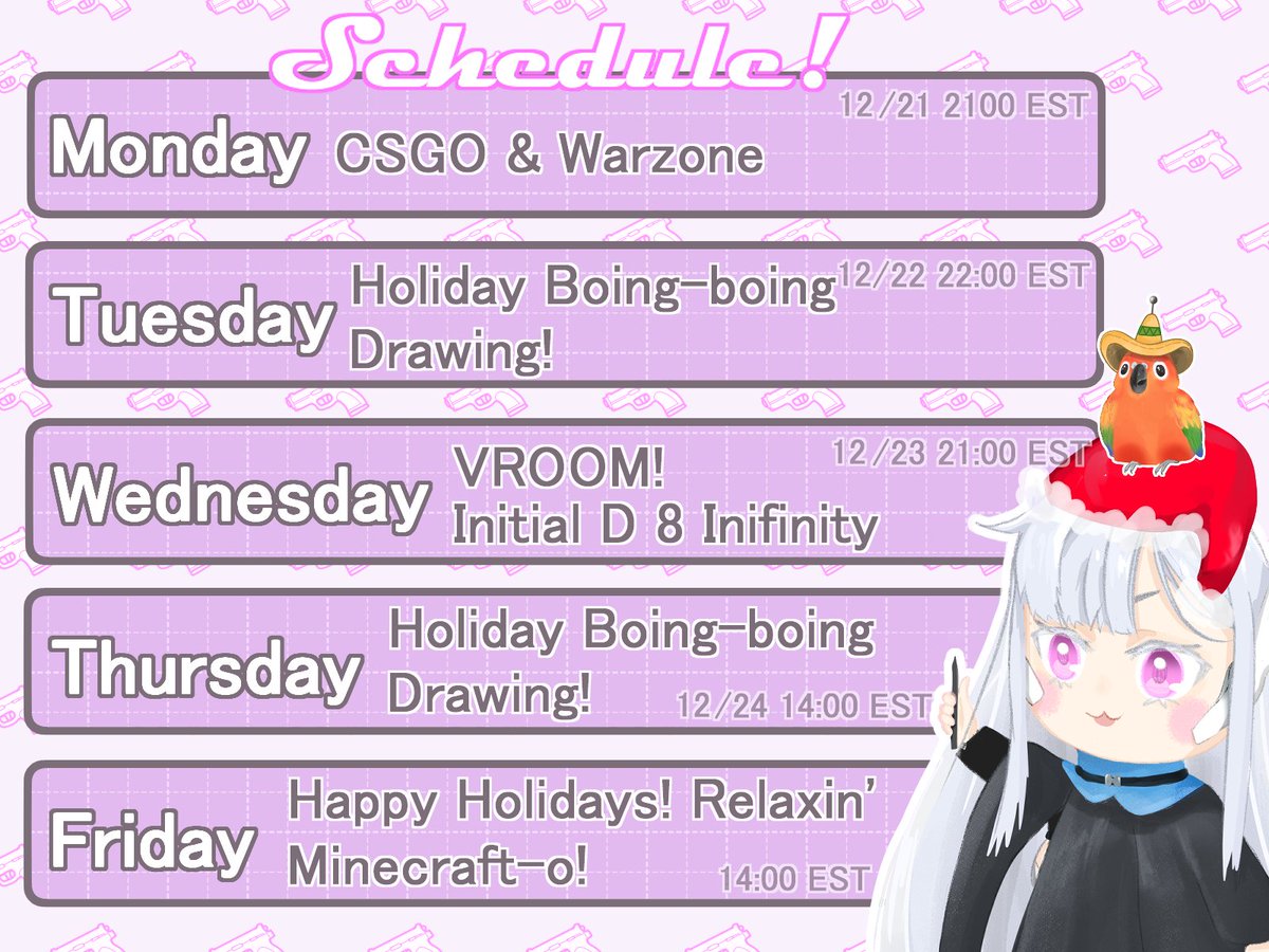 AsadaNikoru's tweet photo. Finally! Holiday🎄Weekday Schedule ✨

~12/26 &amp; 12/27 will be posted later!
🌟Fingers crossed, I might get 2 collabs🌟
#AsadaNikoru #Vtuber  #VTuberEN https://t.co/e9VZSBnXjl