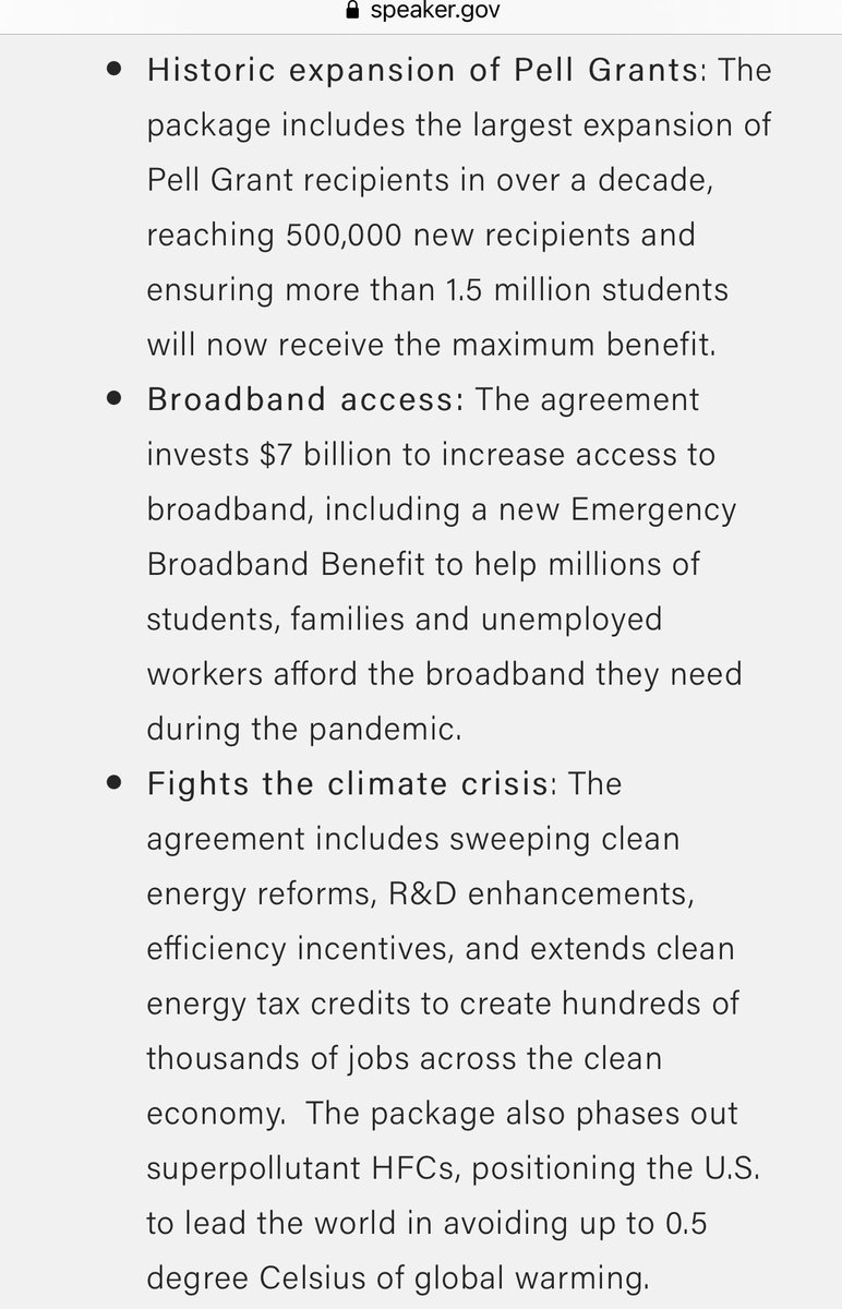 Speaker Pelosi’s Announcement (cont’) The agreement will:• Historically expand Pell Grants• Invests in broadband access• Fights the climate crisis• Establishes the bipartisan Water Resources Development Act of 2020• Secured $4B in global health 4/5