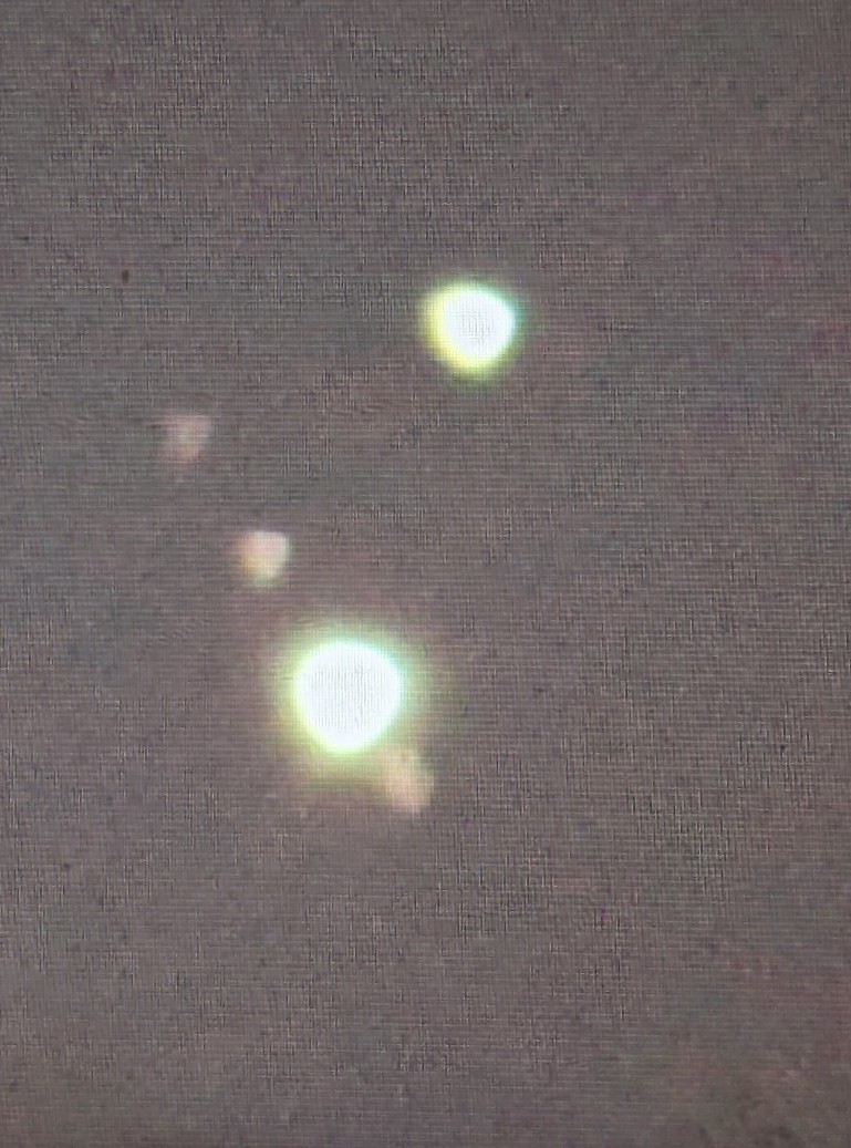My tripod is shakey and my telephoto lens is crummy so I never bothered to try to get Jupiter's moons before with just the camera. THERE THEY ARE! From left to right, Callisto, Ganymede, Io+Europa (blended). Also Saturn is photobombing. I had no idea it was going to be THIS CLOSE