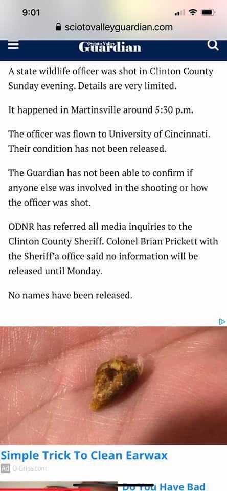 Please pray for this officer!
If its the clinton co warden .. They have checked me many times dove hunting 
🙏🏻🙏🏻🙏🏻
