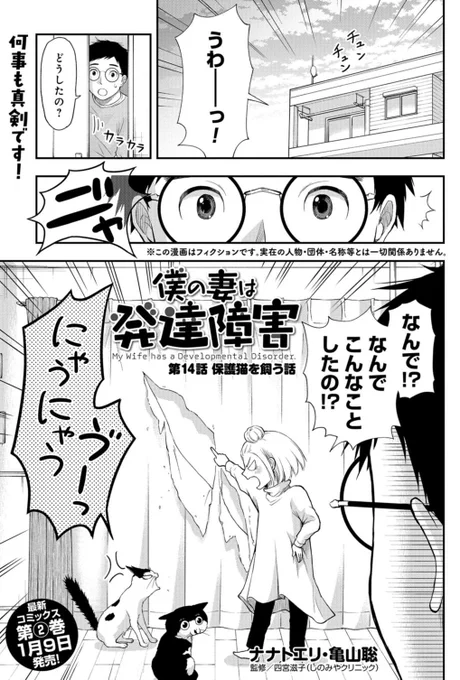 本日発売の「月刊コミックバンチ」2月号に『僕の妻は発達障害』最新第14話が掲載されました!今回のお話は北山家名物「猫と人間のガチバトル」です⚡⚡
真剣に猫と対峙する知花の姿をご一読ください? (担)
https://t.co/h4vg38gBPa 